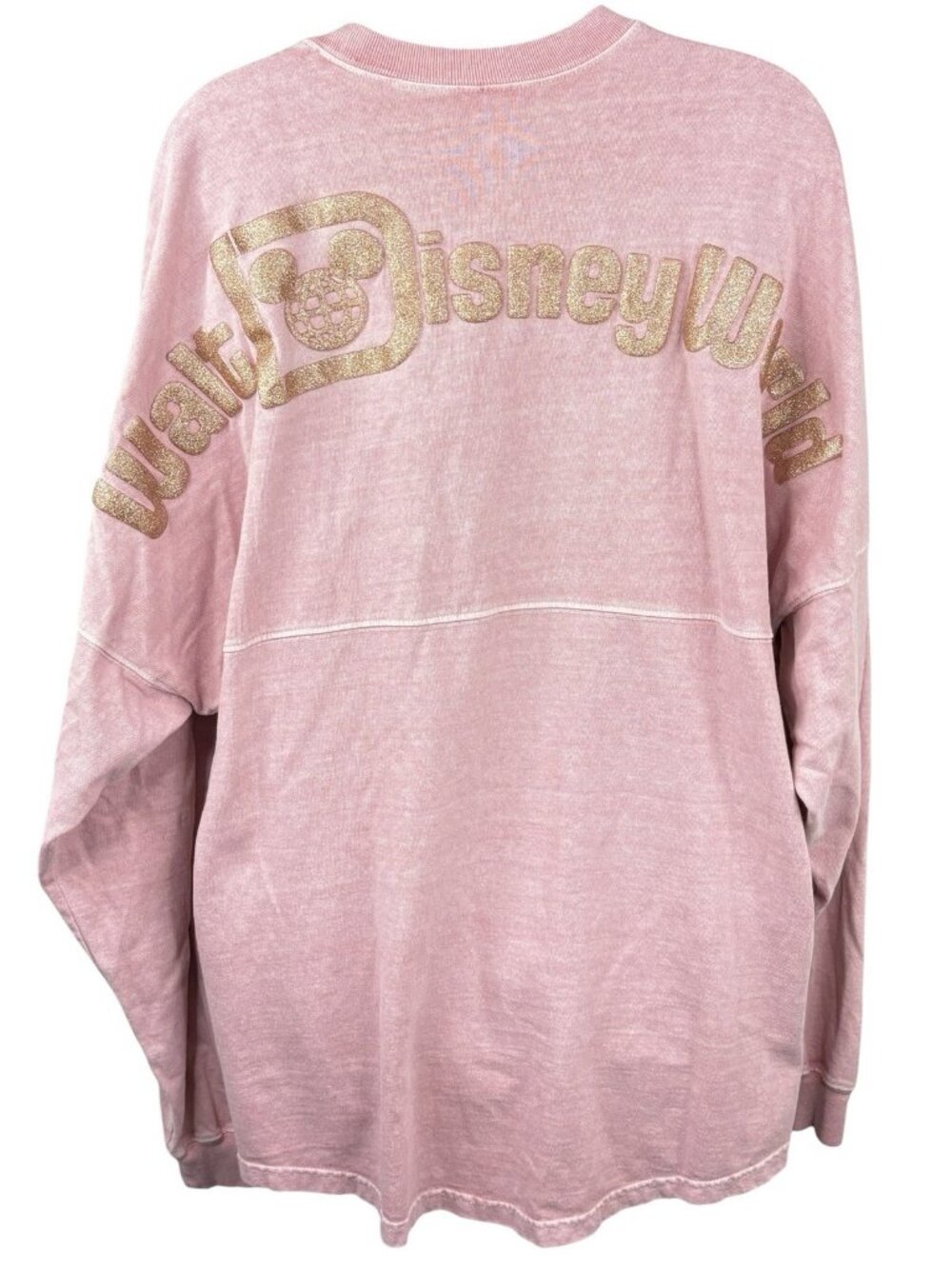 Walt Disney World Pink Long Sleeve Rose Gold Glitter Spirit Jersey Unisex LARGE